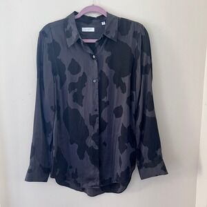 Equipment Silk‎ Button Down Top Animal Print Blouse Long Sleeve Gray M
